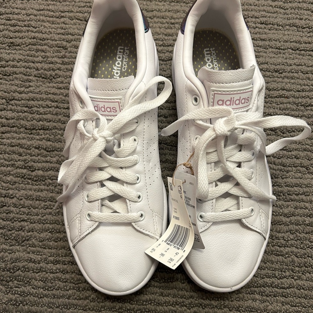 NWT Adidas Advantage Cloud Foam White Tennis Shoes - Picture 2 of 4
